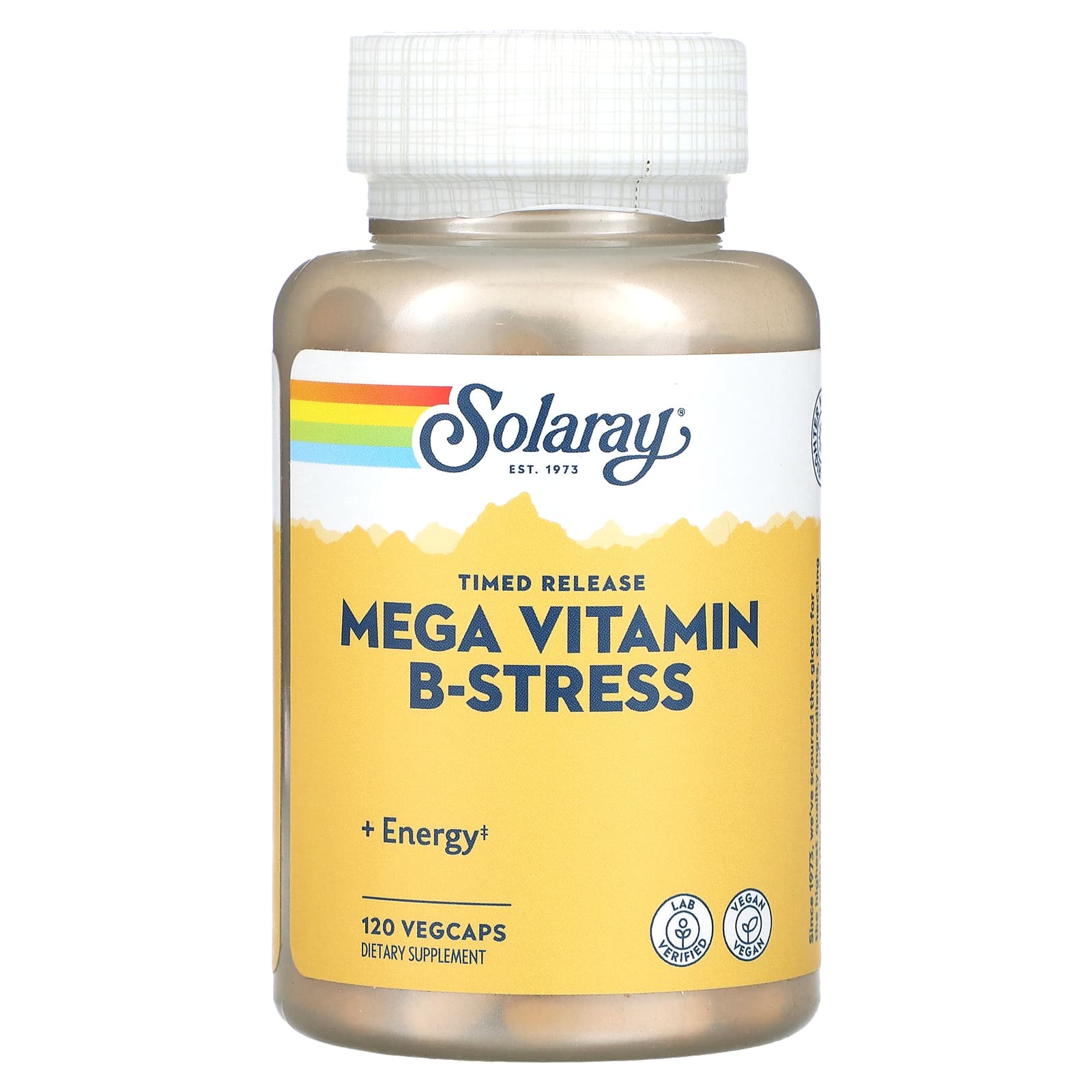 Solaray, B-Stress Mega Timed Release, 120 VegCaps UPC 076280042412 | HiLife Vitamins